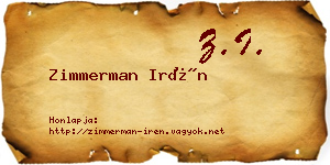 Zimmerman Irén névjegykártya