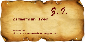 Zimmerman Irén névjegykártya
